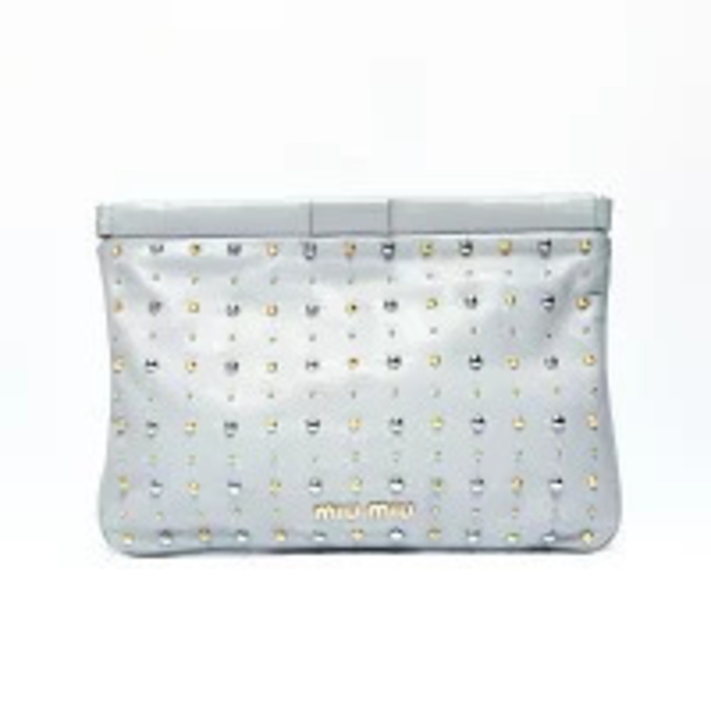 Miu Miu Studded Clutch Bag Gray